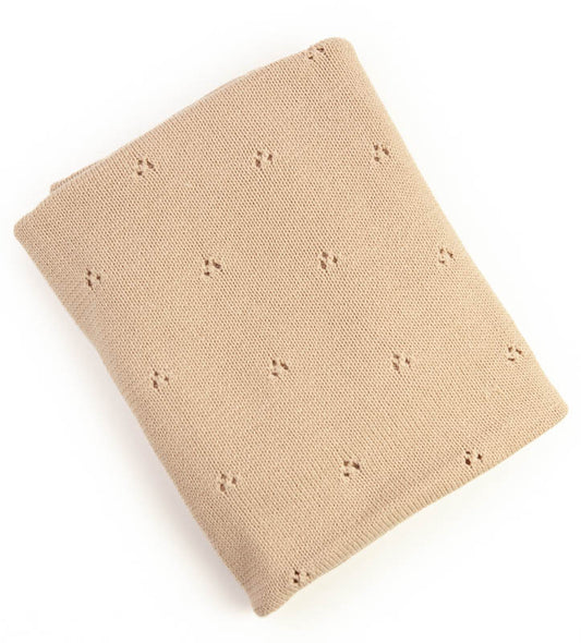 Baumwolldecke gestrickt beige durchbrochen