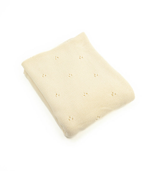 Katoenen dekentje gebreid Naturel Ajour