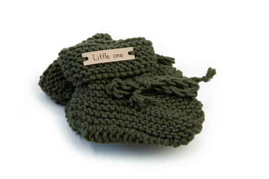 Hausschuhe aus Merinowolle, Moosgrün