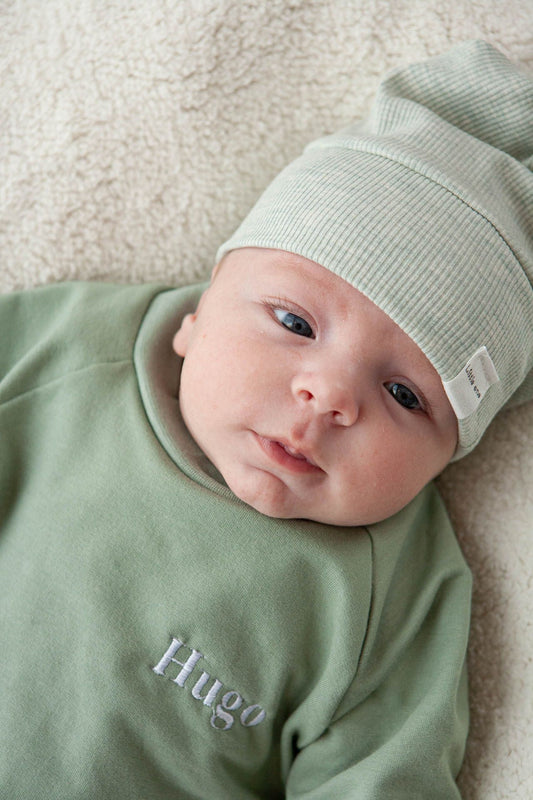 Oversized sweater dusty green gepersonaliseerd