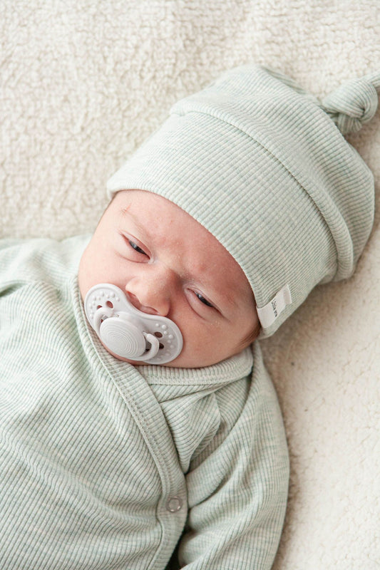 Baby Strampler Rippe grün/melange