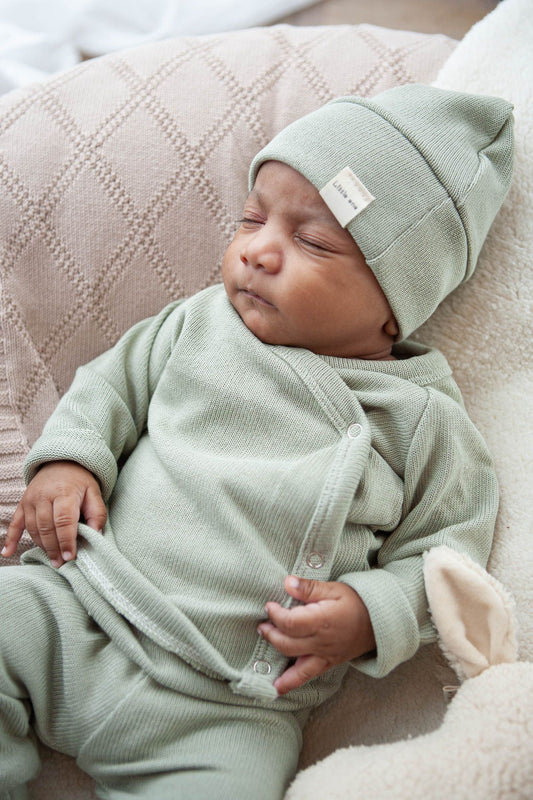 Knitted cotton pants green