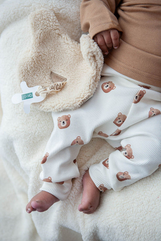 Babyhose gerippt Bärenköpfe