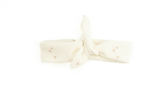 Baby Stirnband gerippt ecru Herzen