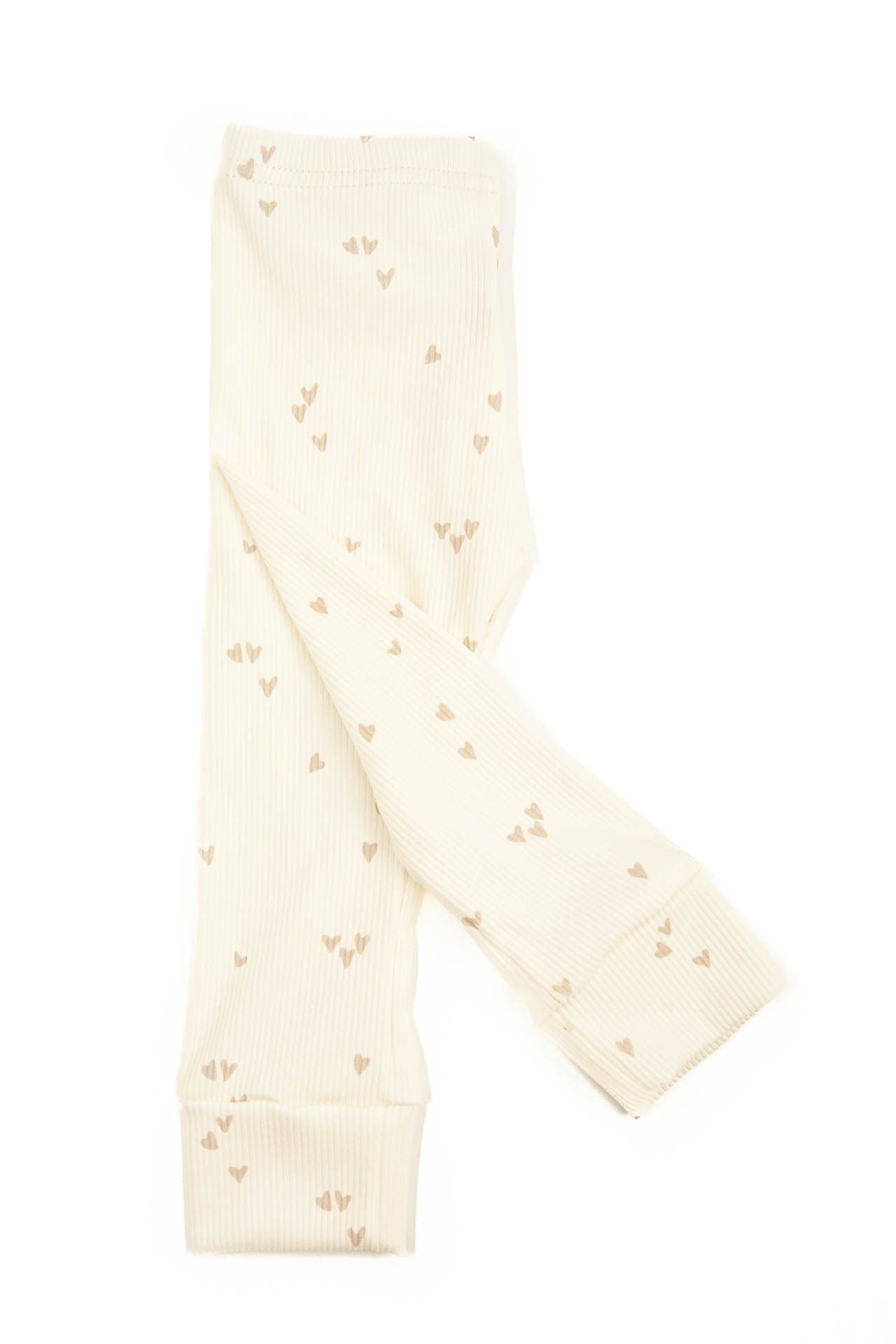 Baby leggings ribbed ecru hearts