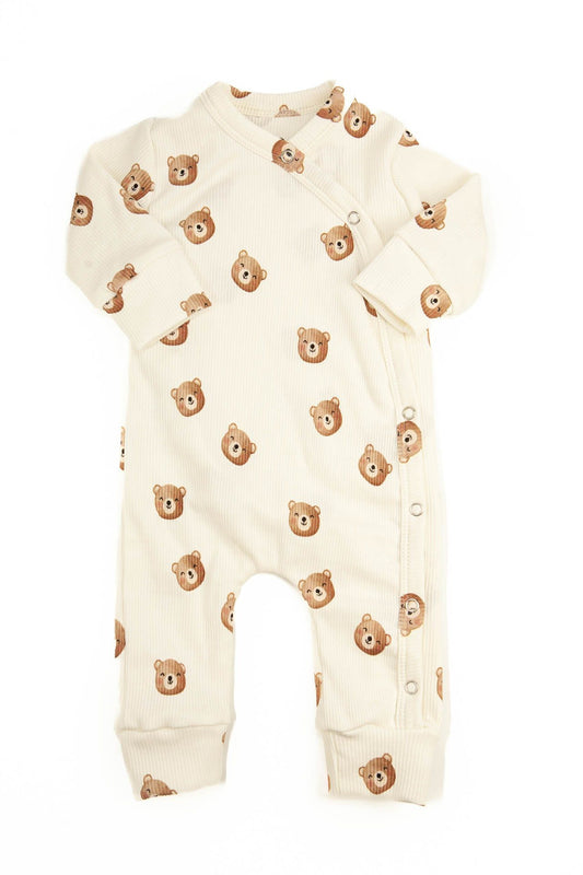 Baby-Strampler mit gerippten Bärenköpfen