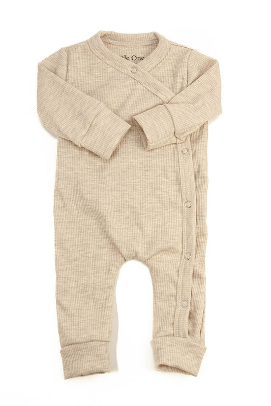 Baby Strampler Ripp beige melange