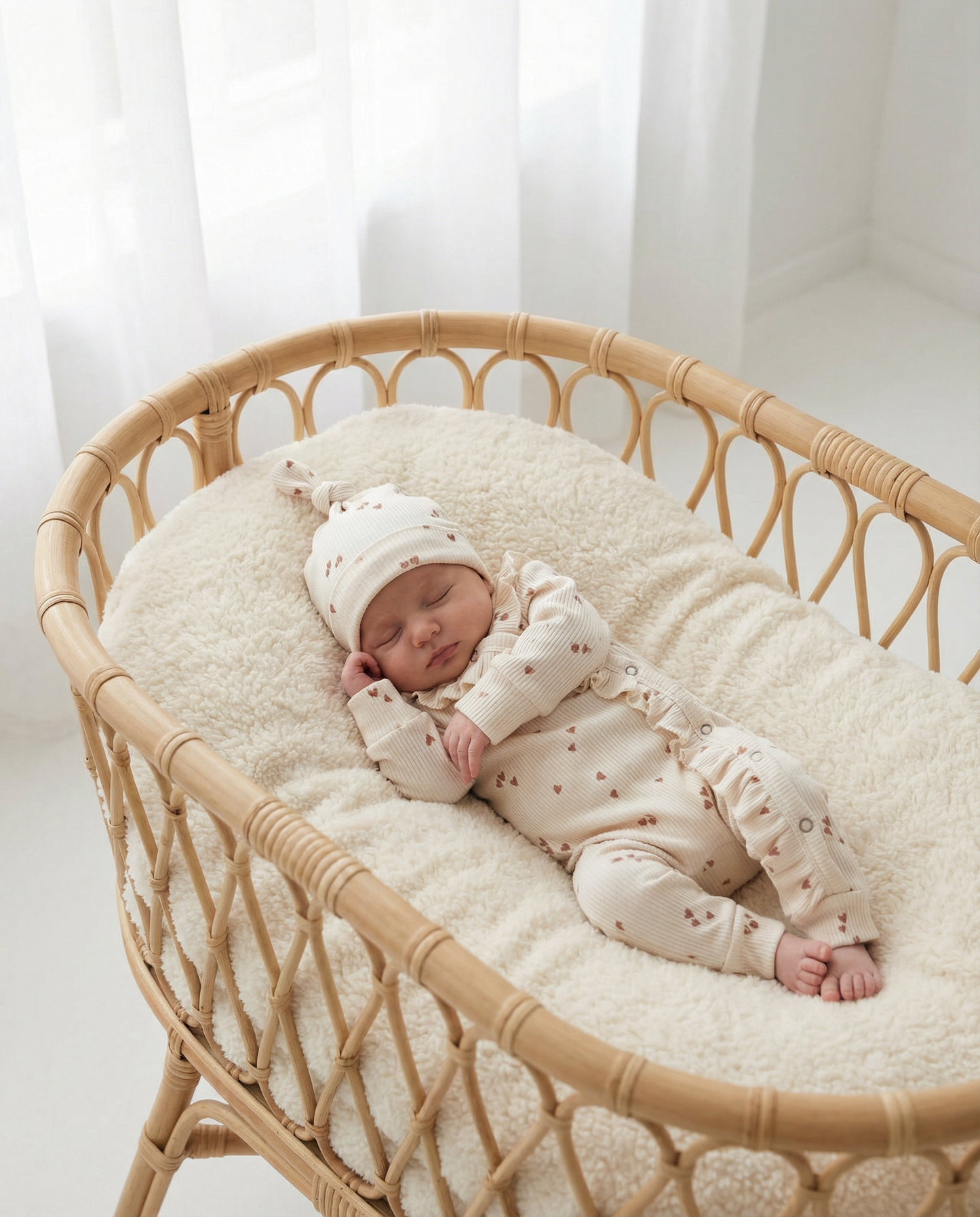 Baby romper with ruffled rib bows