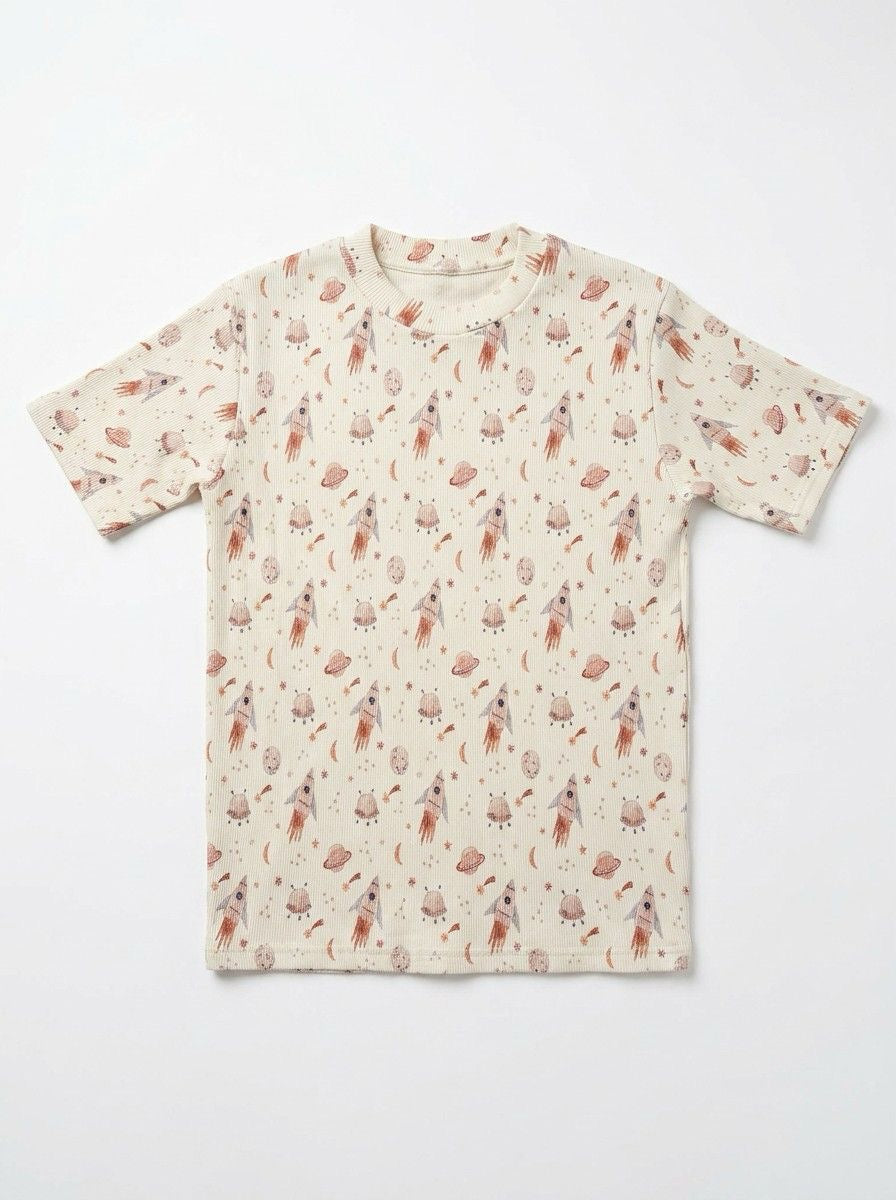 T-shirt baby rib ruimte raketten