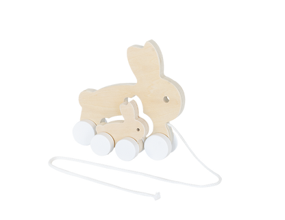 Eco friendly wooden rabbit pulltoy