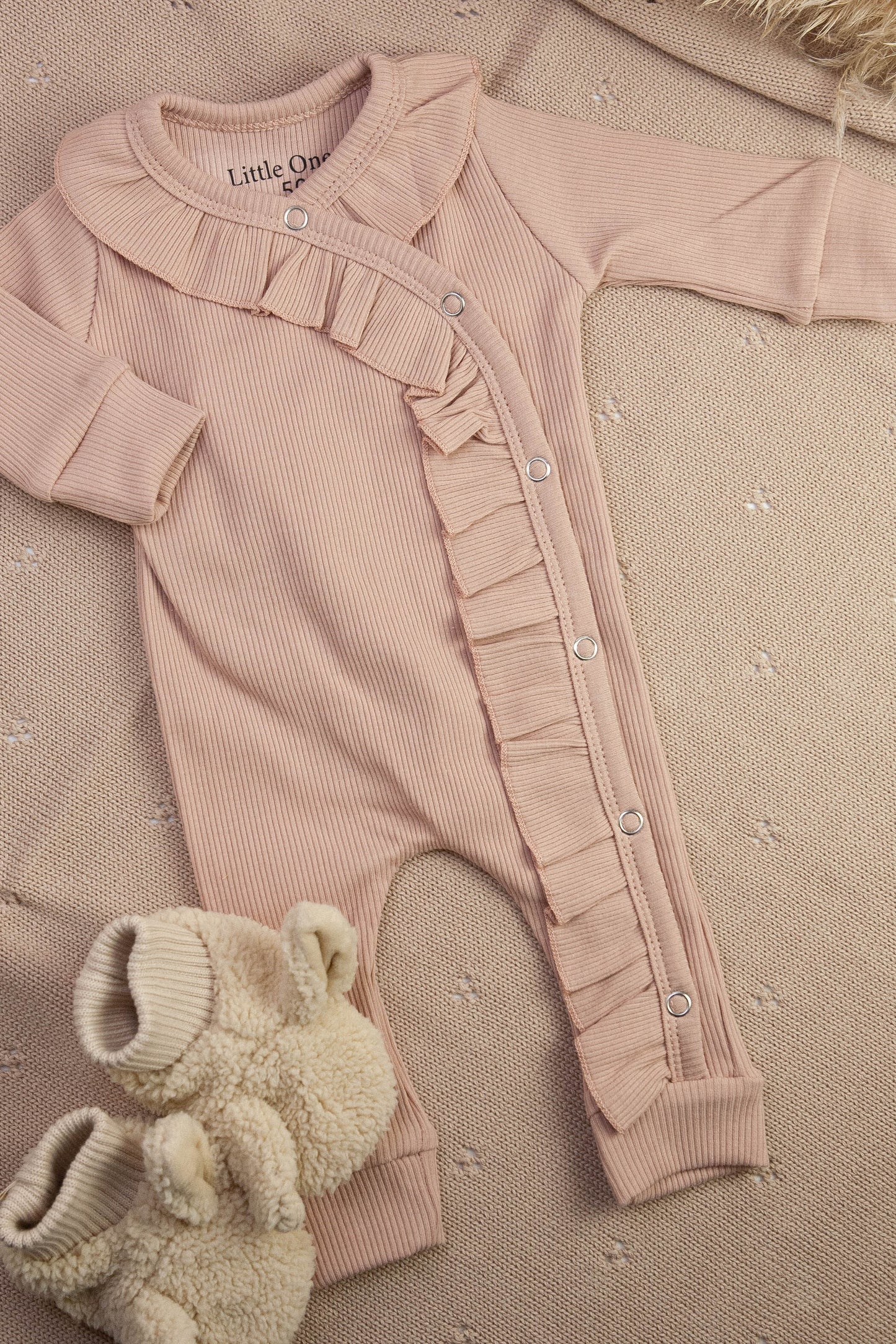 Boxpakje baby rib ruffel nude pink