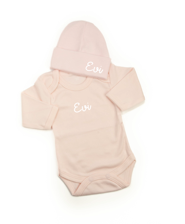 Personalized romper set soft pink