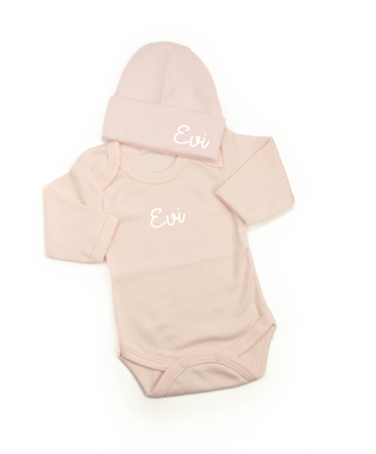 Gepersonaliseerd romper setje zacht roze