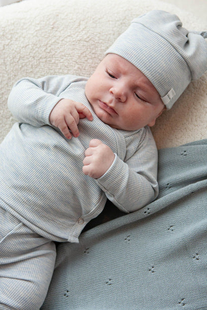 Baby hat rib blue/melange