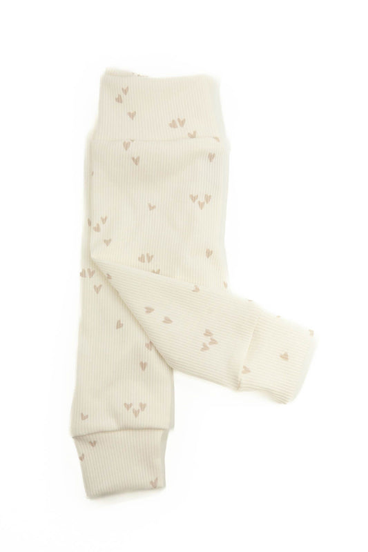 Baby pants ribbed ecru hearts