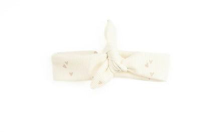 Baby Stirnband gerippt ecru Herzen