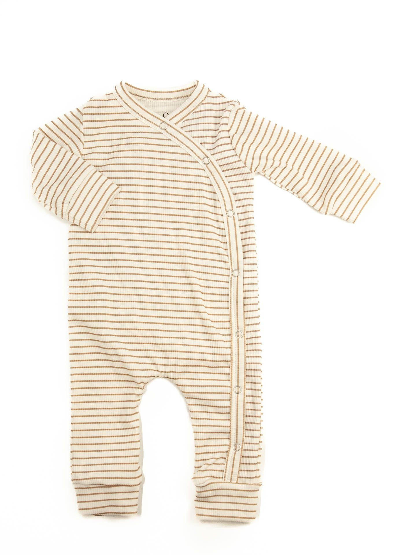 Baby romper rib caramel stripes