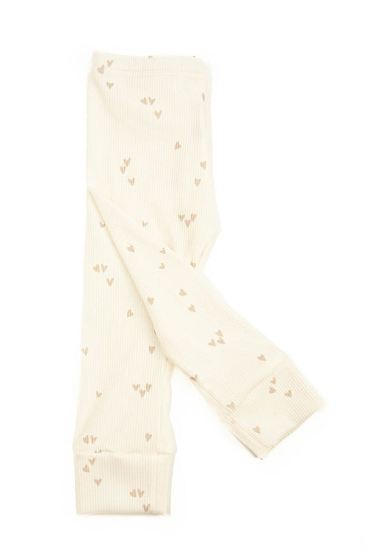 Baby Leggings gerippt Ecru Herzen