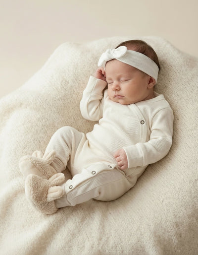 Baby romper rib ecru