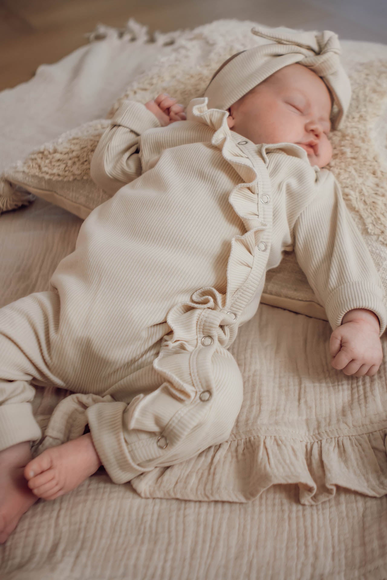 Boxpakje ruffel baby rib beige