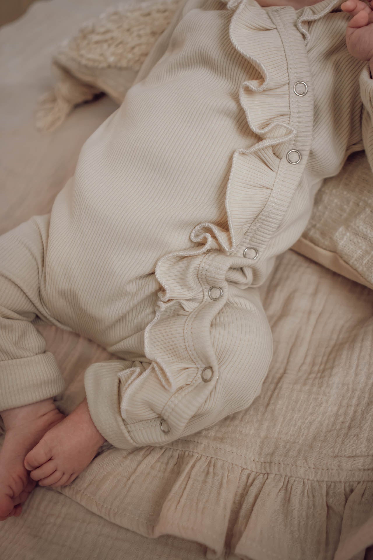 Boxpakje ruffel baby rib beige