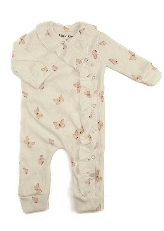 Baby-Strampler mit gerippten Schmetterlingen