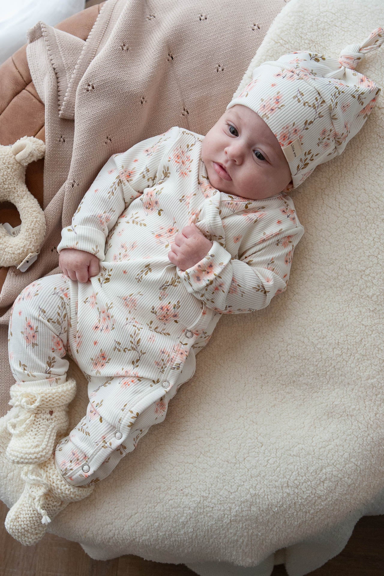 Baby Strampler Rippe Blumen