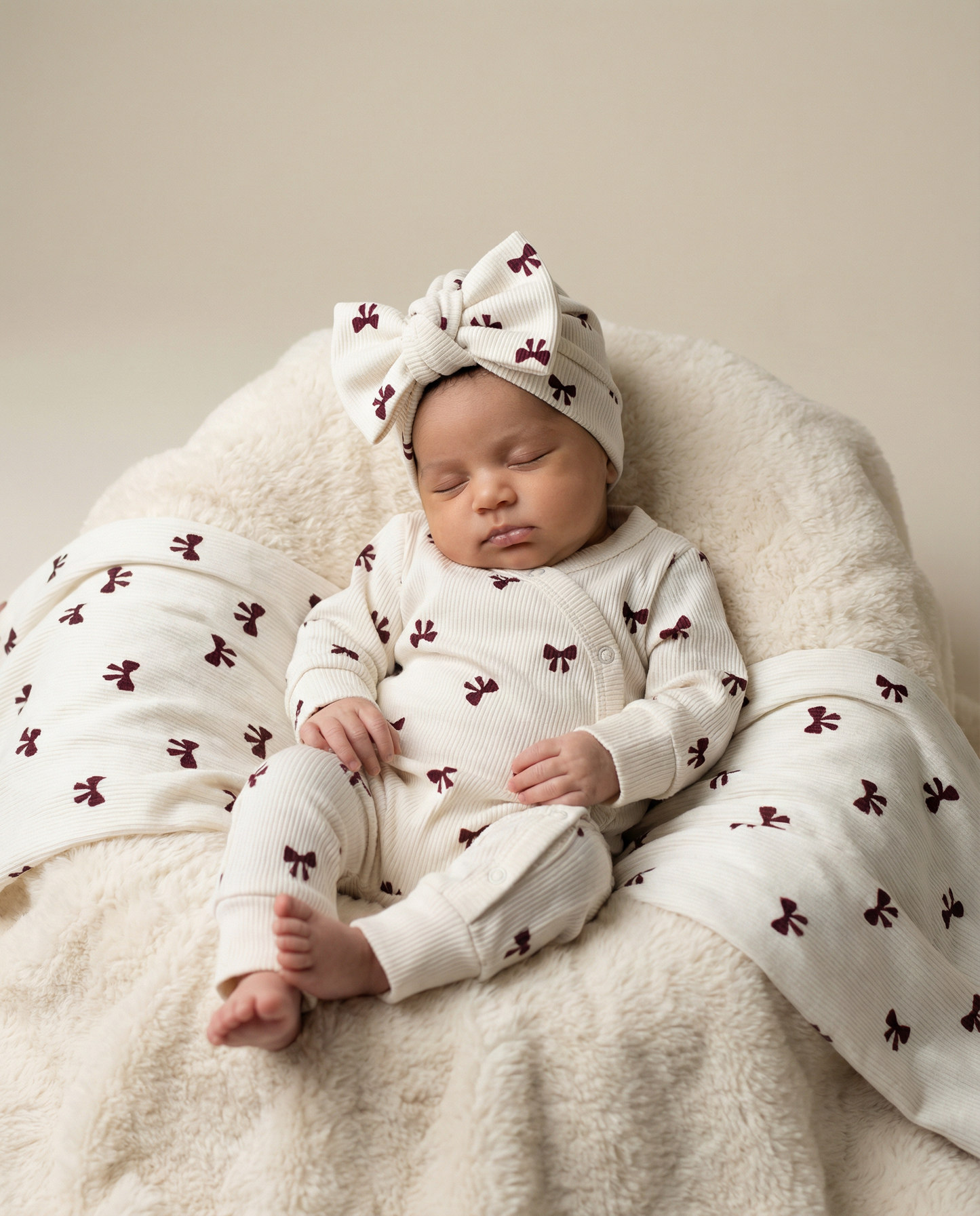 Baby romper with rib bows