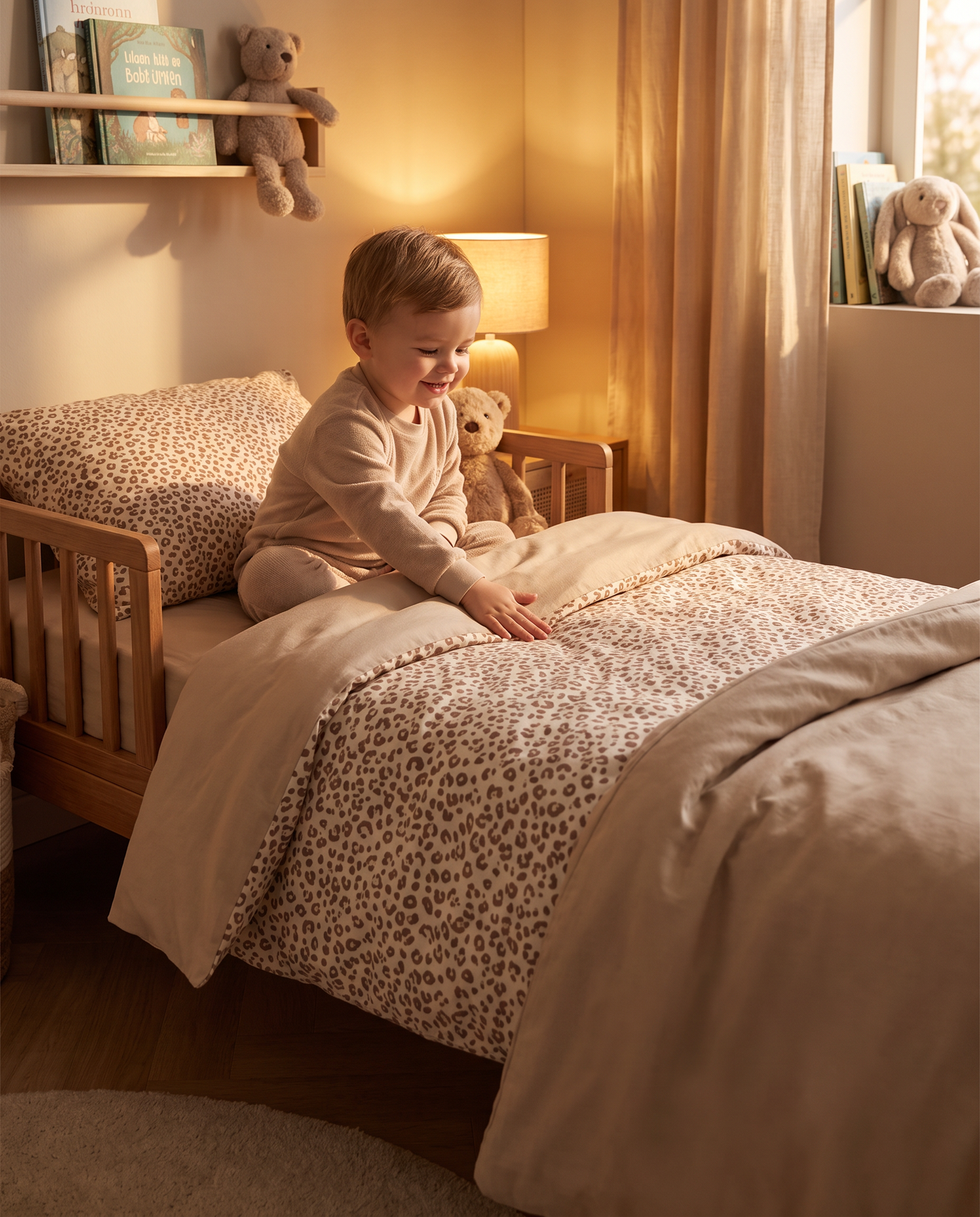 Toddler / Duvet cover beige leopard