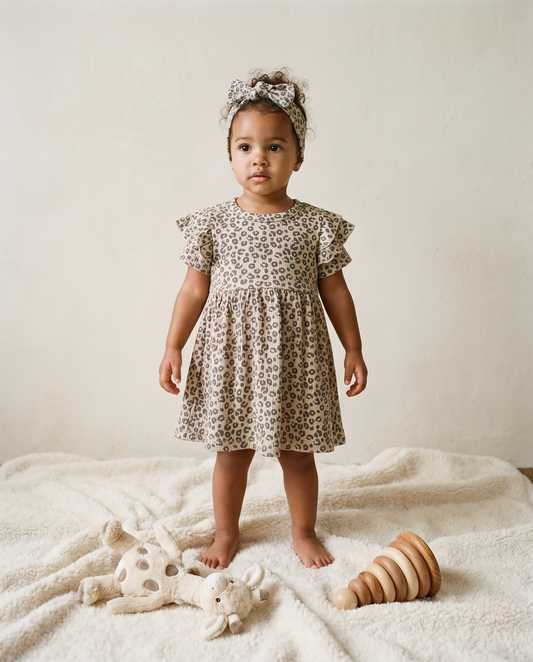 Kleid aus Babyripp mit Leopardenmuster
