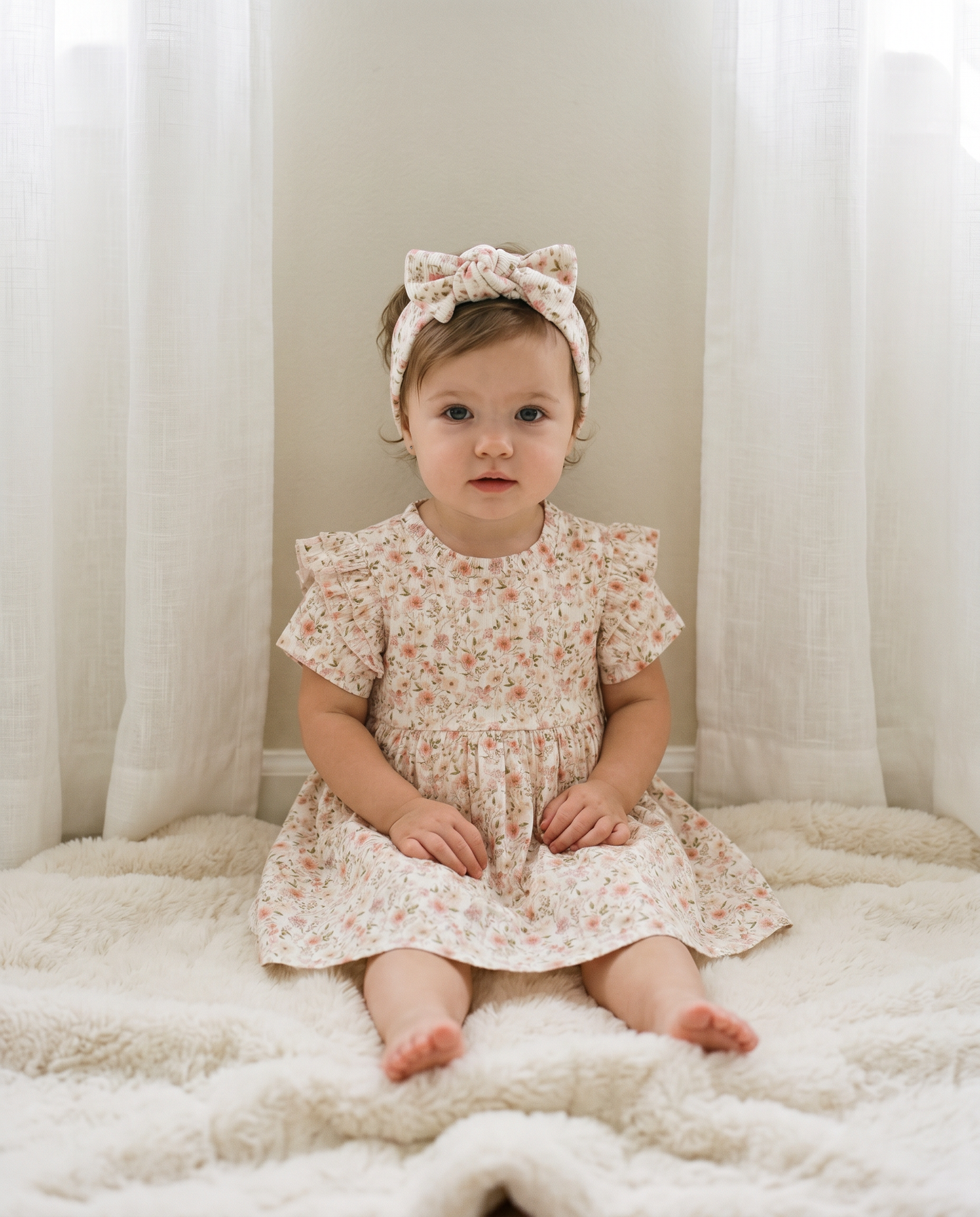 Kleid aus Babyripp mit schönen Blumen
