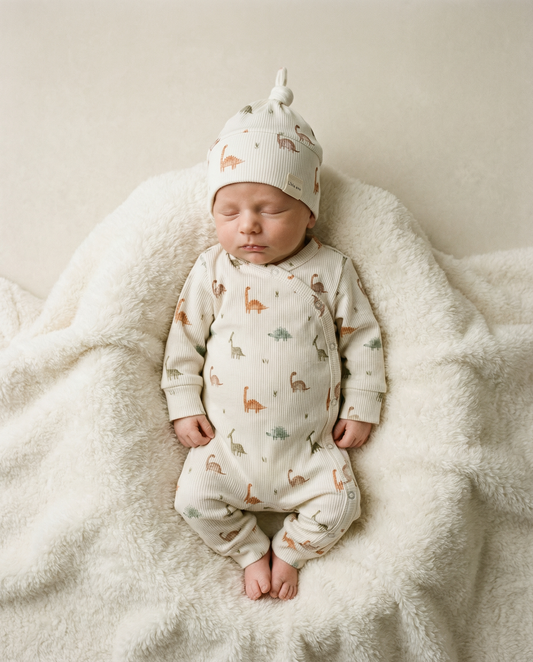 Pfirsichfarbener Blumen-Strampler