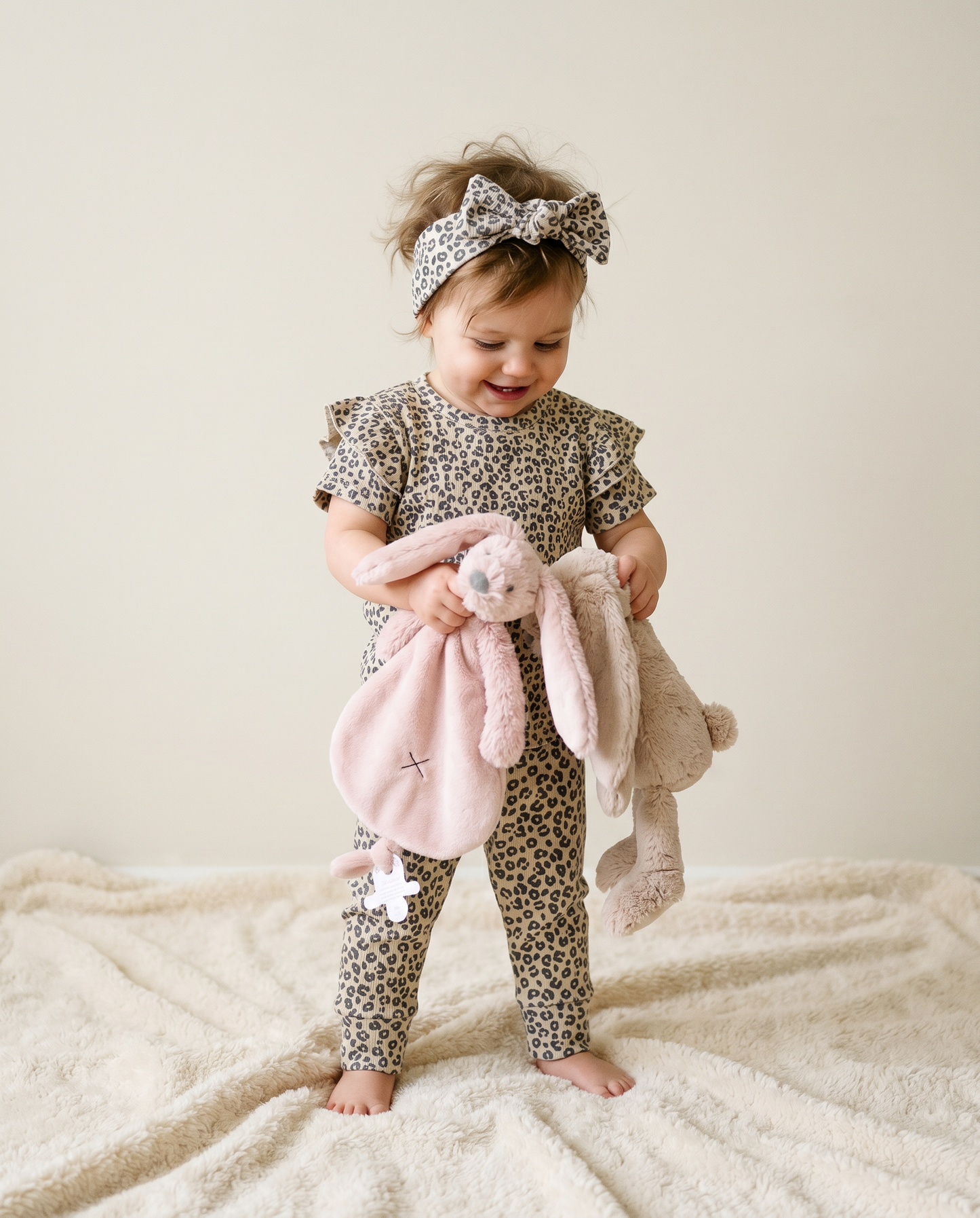 Leggings aus Babyripp mit Schleifen