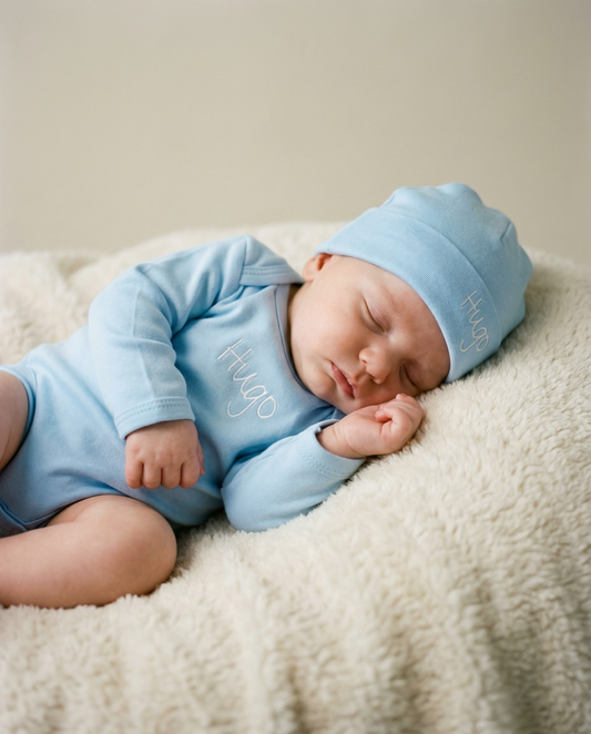Personalisiertes Stramplerset Babyblau