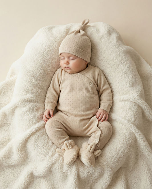 Playsuit openwork beige natural