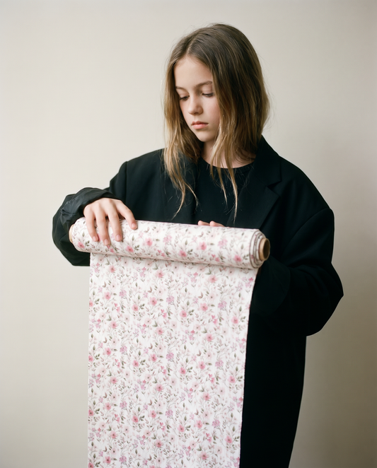 Kleiner Stoff aus Babyripp mit wunderschönen Blumen