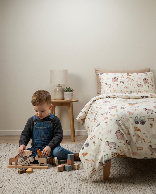 Kleinkinderbettdecke Bauernhoftiere